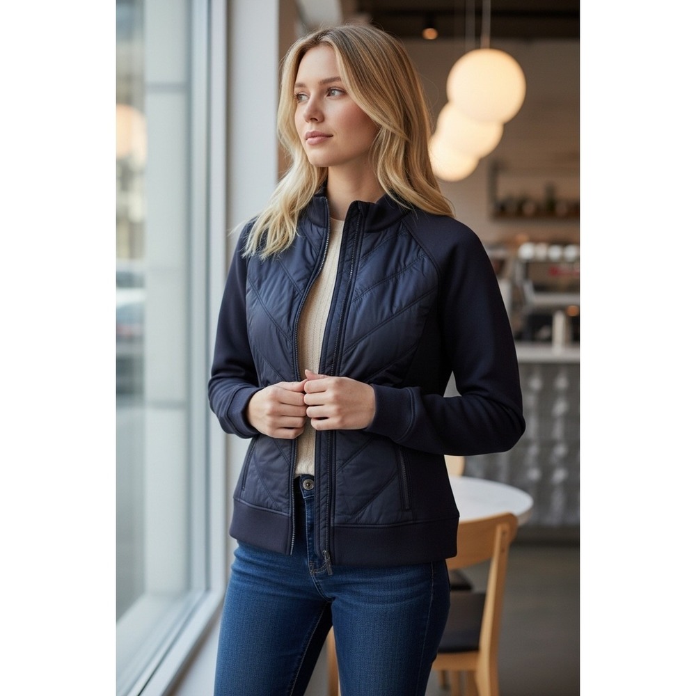 Tommy Bahama Womens Everyday Active‎ Quilted Zip Up Jacket Navy Blue Size L